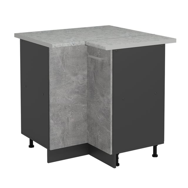 Vicco - Eckunterschrank R-line, Beton, 75.6 Cm Ap Marmor