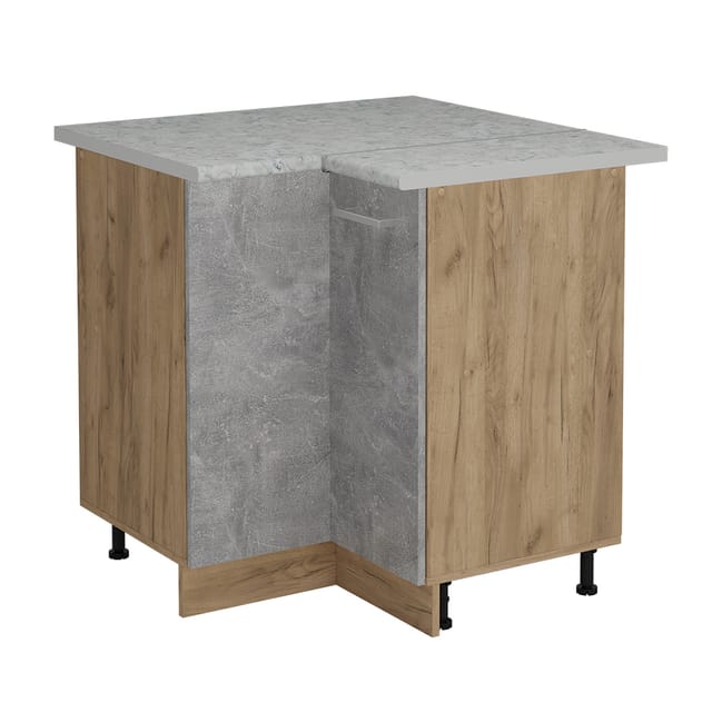 Eckunterschrank R-line, Beton, 75.6 Cm Ap Marmor, Vicco