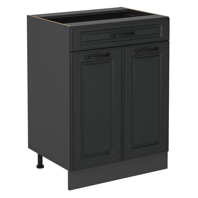 Küchenunterschrank R-line, Anthrazit Landhaus, 60 Cm Mit Schublade, Ohne Arbeitsplatte Vicco