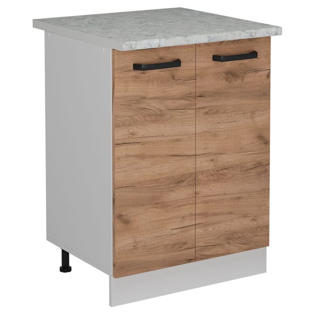 Küchenunterschrank R-line, Goldkraft Eiche, 60 Cm Ap Marmor, Vicco