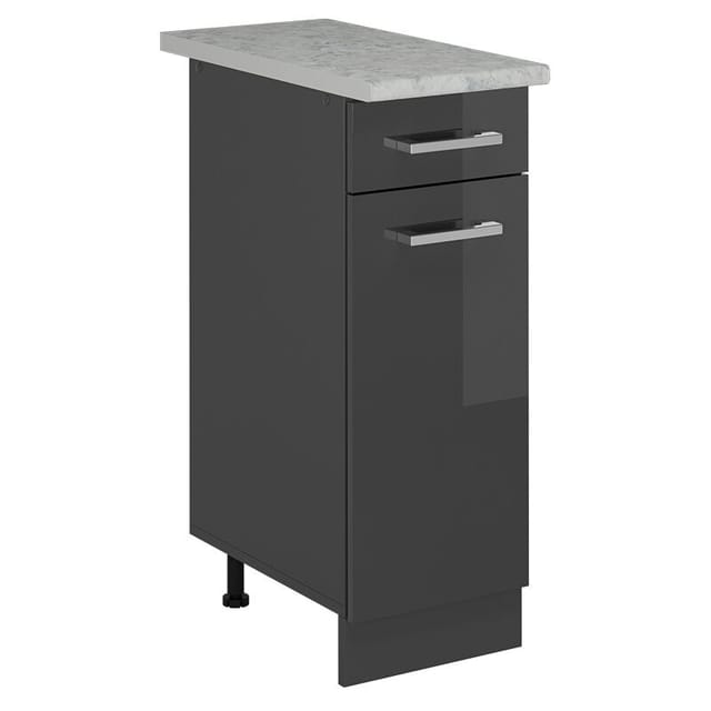 Küchenunterschrank R-line, Anthrazit Hochglanz, 30 Cm Ap Marmor Vicco