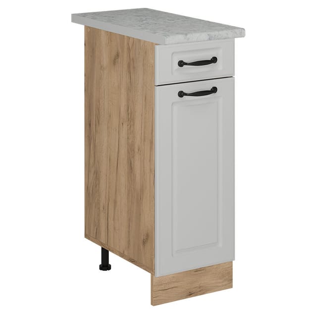 Vicco - Küchenunterschrank R-line, Weiß Landhaus, 30 Cm Ap Marmor