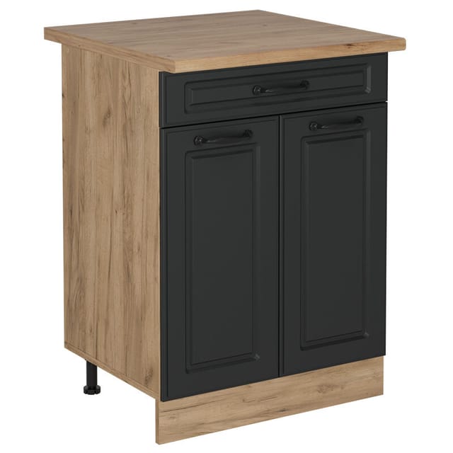 Küchenunterschrank R-line, Anthrazit Landhaus, 60 Cm Mit Schublade, Ap Eiche Vicco