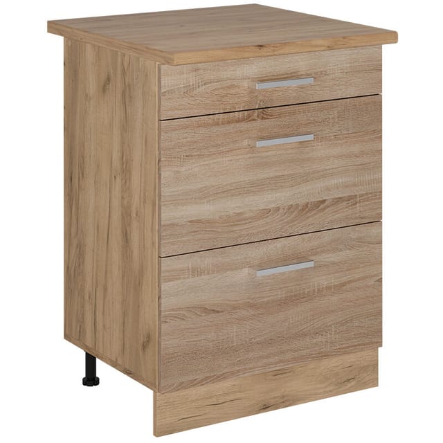 Vicco - Küchenunterschrank R-line, Sonoma, 60 Cm Mit Schubladen, Ap Eiche