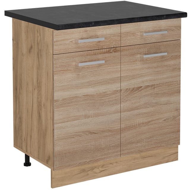 Vicco - Küchenunterschrank R-line, Sonoma, 80 Cm , Ap Anthrazit