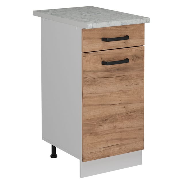 Vicco - Küchenunterschrank R-line, Goldkraft Eiche, 40 Cm Ap Marmor