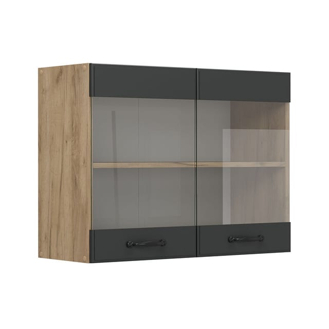Küchenglashängeschrank R-line, Anthrazit Landhaus, 80 Cm Vicco