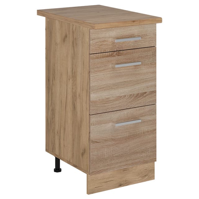 Vicco - Küchenunterschrank R-line, Sonoma, 40 Cm Mit Schubladen, Ap Eiche
