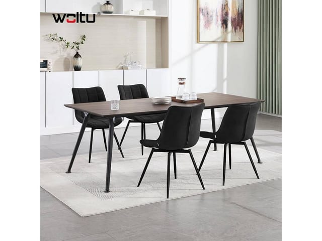 Woltu 4x Esszimmerstühle Drehbar Küchenstuhl, Polsterstuhl Mit Rückenlehne, Sitzfläche Aus Samt, Metallbeine, Schwarz