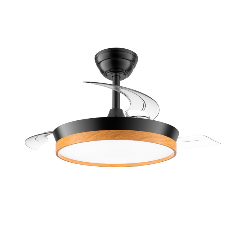 Led-deckenventilator Einziehbare Flügel Paneco Mini Negro 39w 4290lm Cct Dim