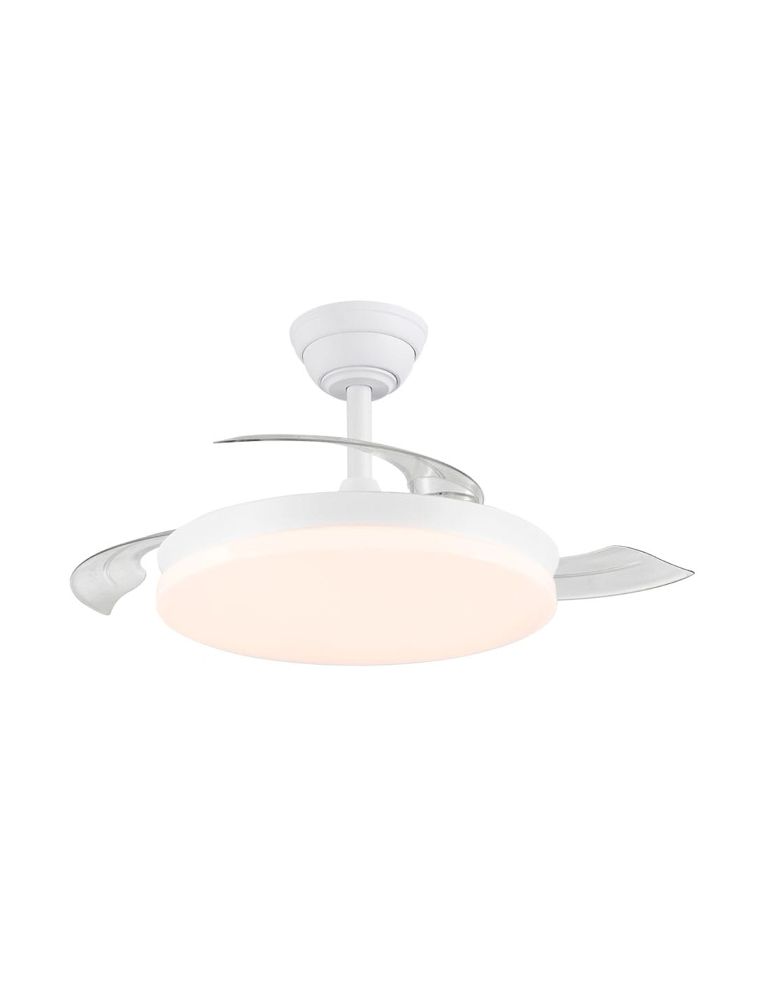Milky Eco Weißer Led-deckenventilator Einziehbare Flügel 48w 5280lm Cct Dim