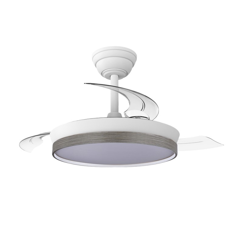 Led-deckenventilator Einziehbare Flügel Paneco Mini Ceniza 39w 4290lm Cct Dim