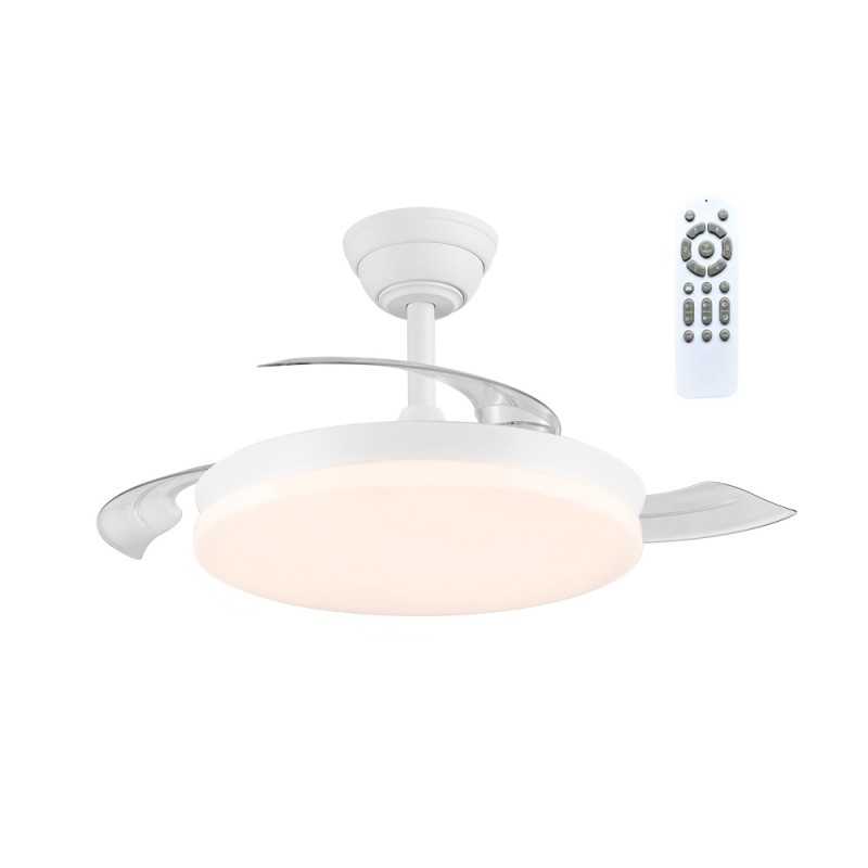Led-deckenventilator Einziehbare Flügel Milky Mini Eco 39w 4290lm Cct Dim