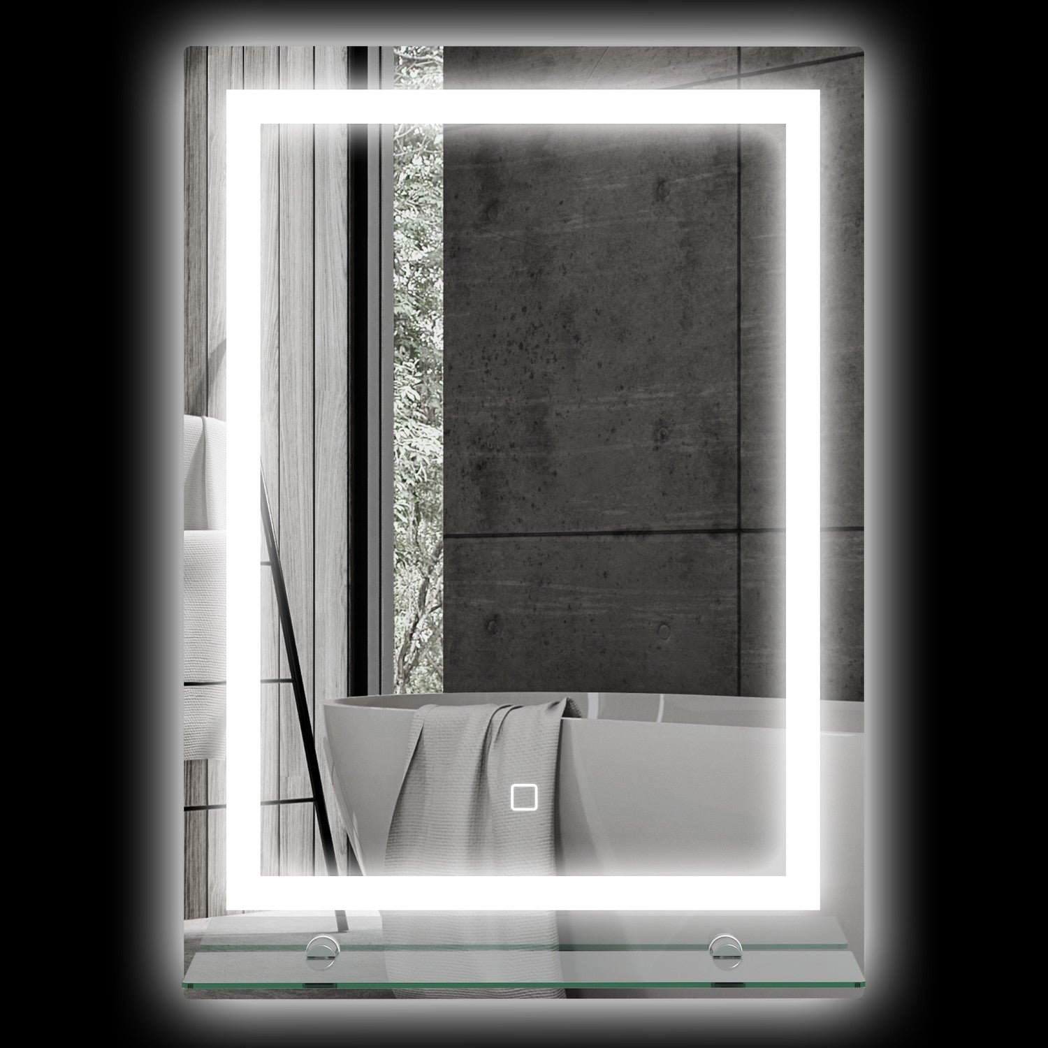 Badspiegel Mit Beleuchtung, Wandspiegel Mit 3 Lichtfarben, Ip44 Lichtspiegel Mit Touch-schalter, Memory-funktion, Badezimmerspiegel Aus Alu, 50 X 70 Cm