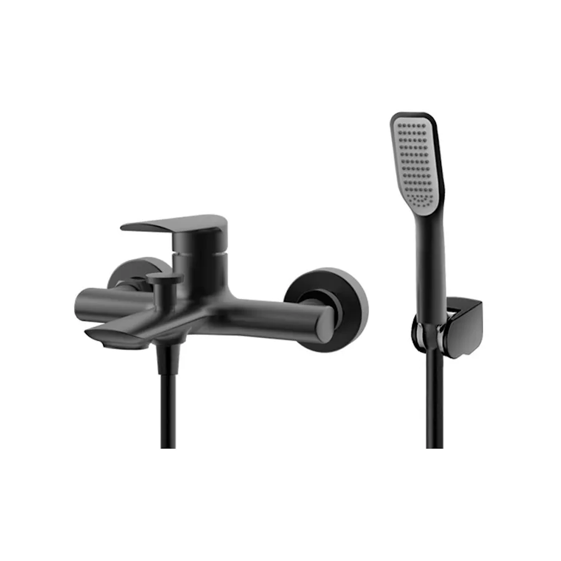 Wannenarmatur Mit Duschset Aletta Nero, Schwarz Matt