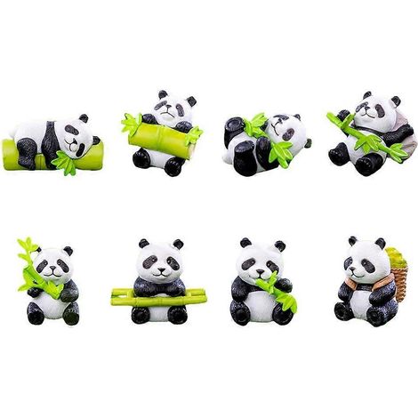 Set Mit 8 Miniatur-pandafiguren Zur Gartendekoration.