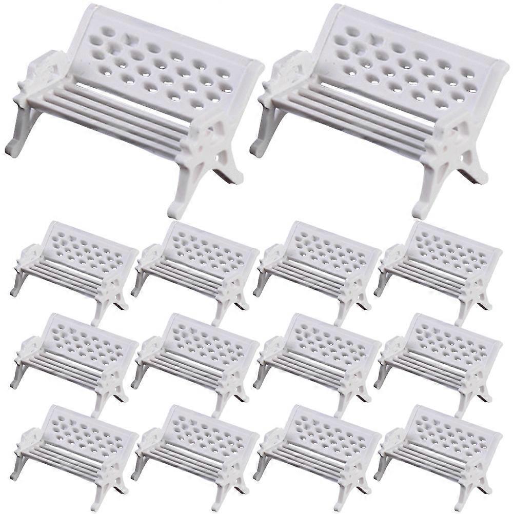 20 Stück Mini-hausbankmodelle, Dekorative Realistische Bankmodelle, Miniatur-parkbänke-white