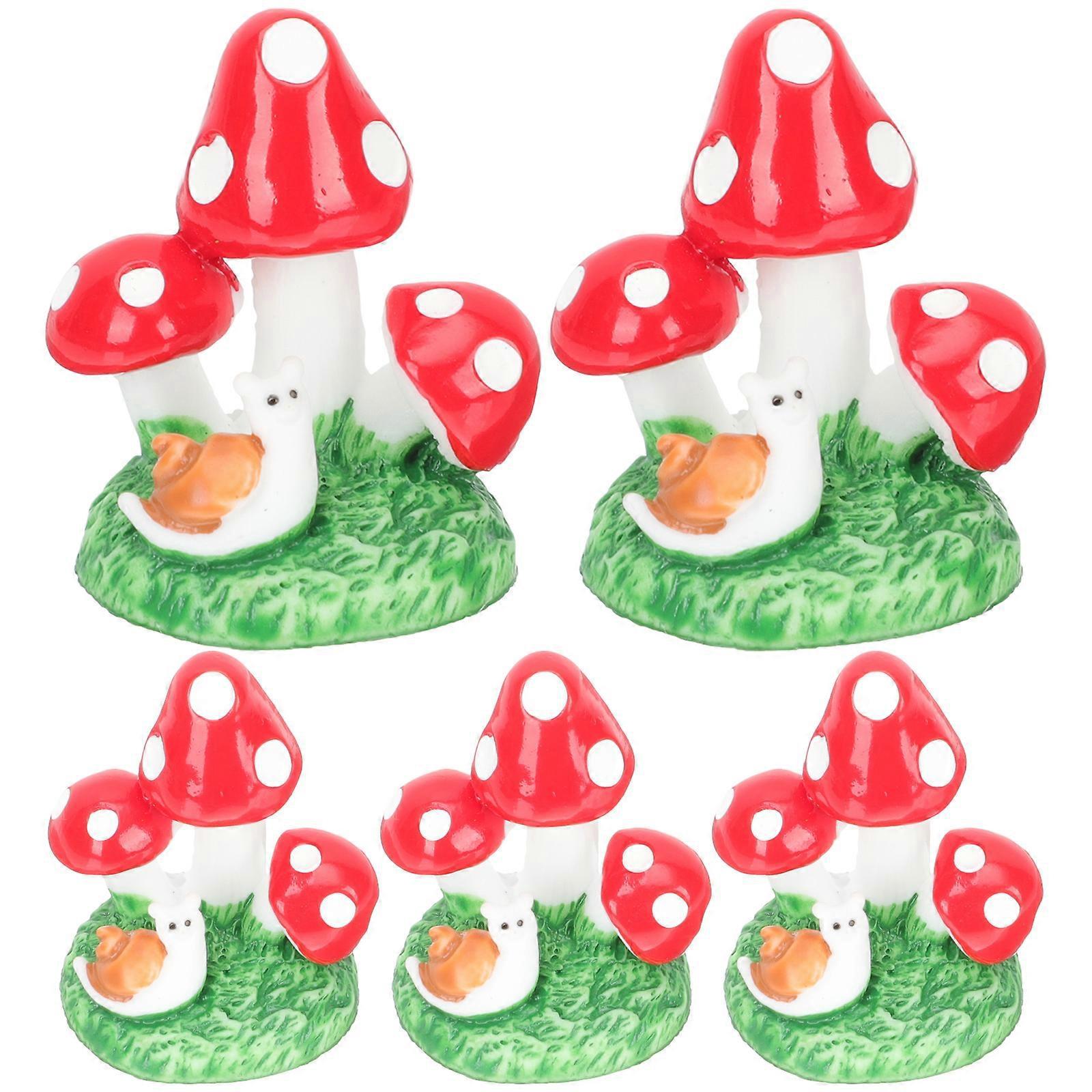 Stück Mini-pilz-miniatur-tier-pilz-ornament Bonsai Harz-basteldekoration-3.5x2.5cm-red