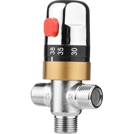 Professionnel Thermostatic Temperature Control Valve Hot Cold Water Shower Mixer G1/2 Copper Mixing Three-way Diverter For Solar Heating System Pipe Bathtub Kitchen – Haute Résistance, Bricolage, At