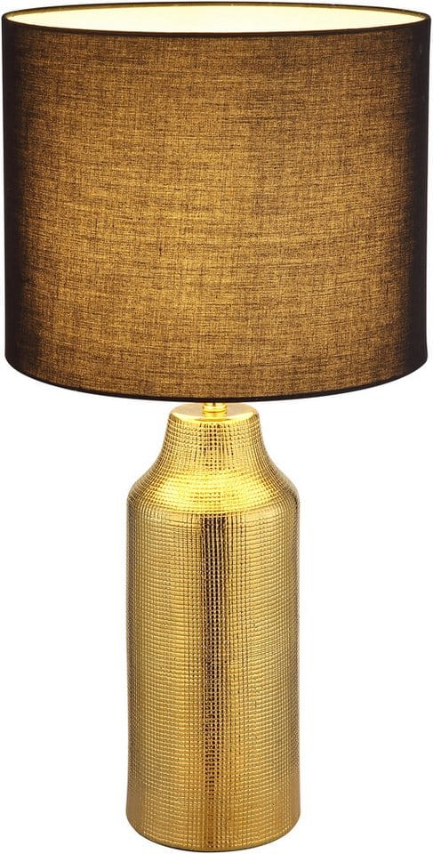 Tischleuchte Tischlampe Nachttischleuchte Glas Wohnzimmerlampe Gold H 61 Cm
