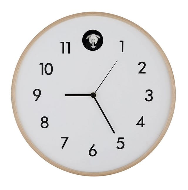 Wanduhr Kuckucksuhr Holzuhr Analog Weiß Natur D 31,5 Cm