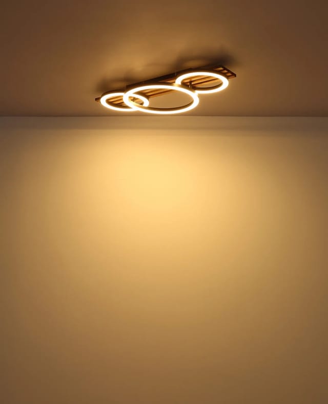 Globo Lighting - Deckenleuchte Deckenlampe Holzleuchte Wohnzimmerleuchte Ringe Schwarz Led