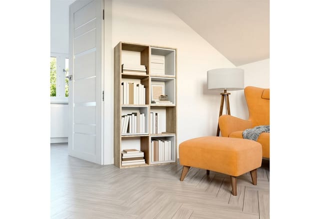 Selsey - Malax – Offenes Standregal, 8 Fächer, Sonoma-eiche, 147 Cm