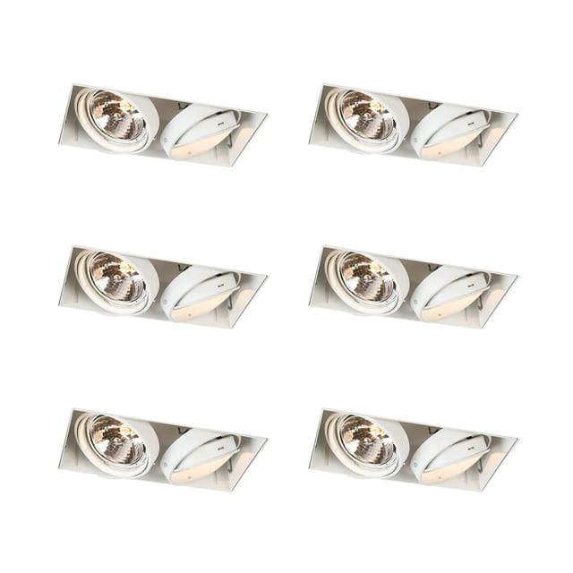 Set Mit 6 Einbaustrahlern Weiß Verstellbar Ar111 Trimless 2-lichter - Oneon