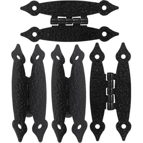 4 Stück Robuste, Schwarze Flügelscharniere Aus Eisen Für Schranktüren, Elegantes Antik-design, 6,3 Cm Befestigungsloch, Dekorative Möbelscharniere