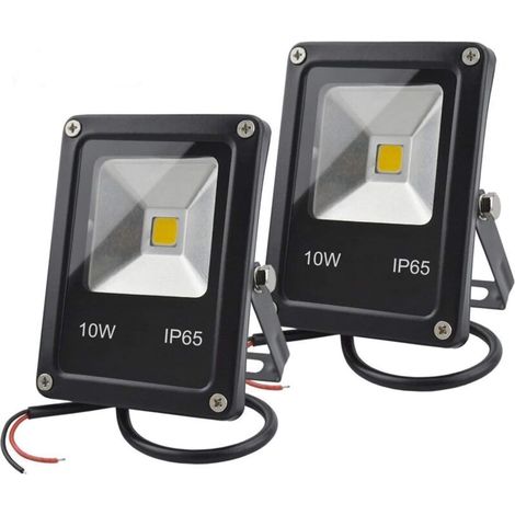 12-v-dc-led-flutlicht, 10 W Mini-arbeitsleuchte (ip65, Wasserdicht), 900 Lm, 3000 K, Warmweißes Sicherheitslicht, Entspricht Einer 80-w-halogenlampe, 2er-pack, Ohne Stecker (schutzklasse E)