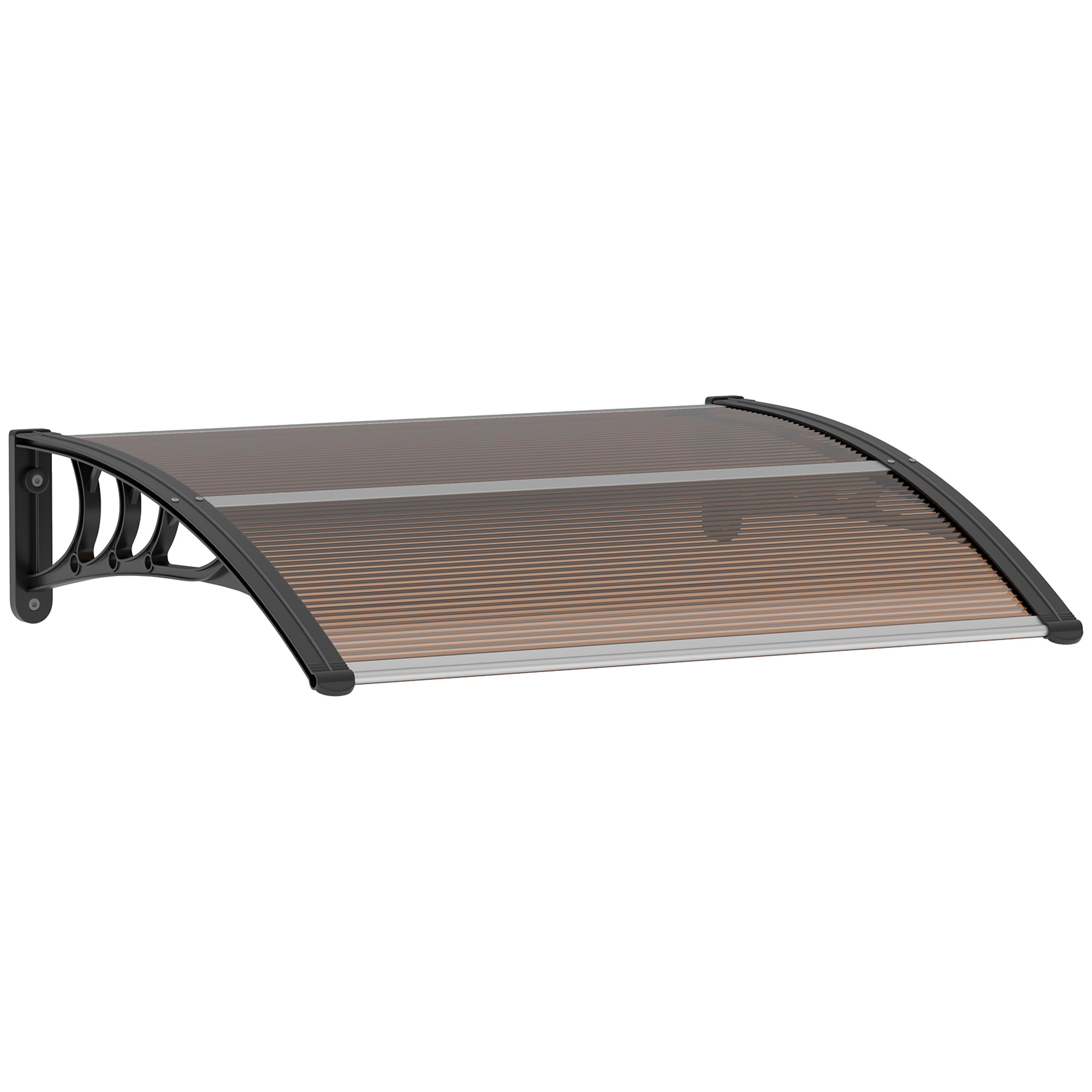Tuervordach Mit Schutz Vor Regen Und Uv Fuer Eingang Und Fenster Aus Aluminium Braun 75 × 100 Cm