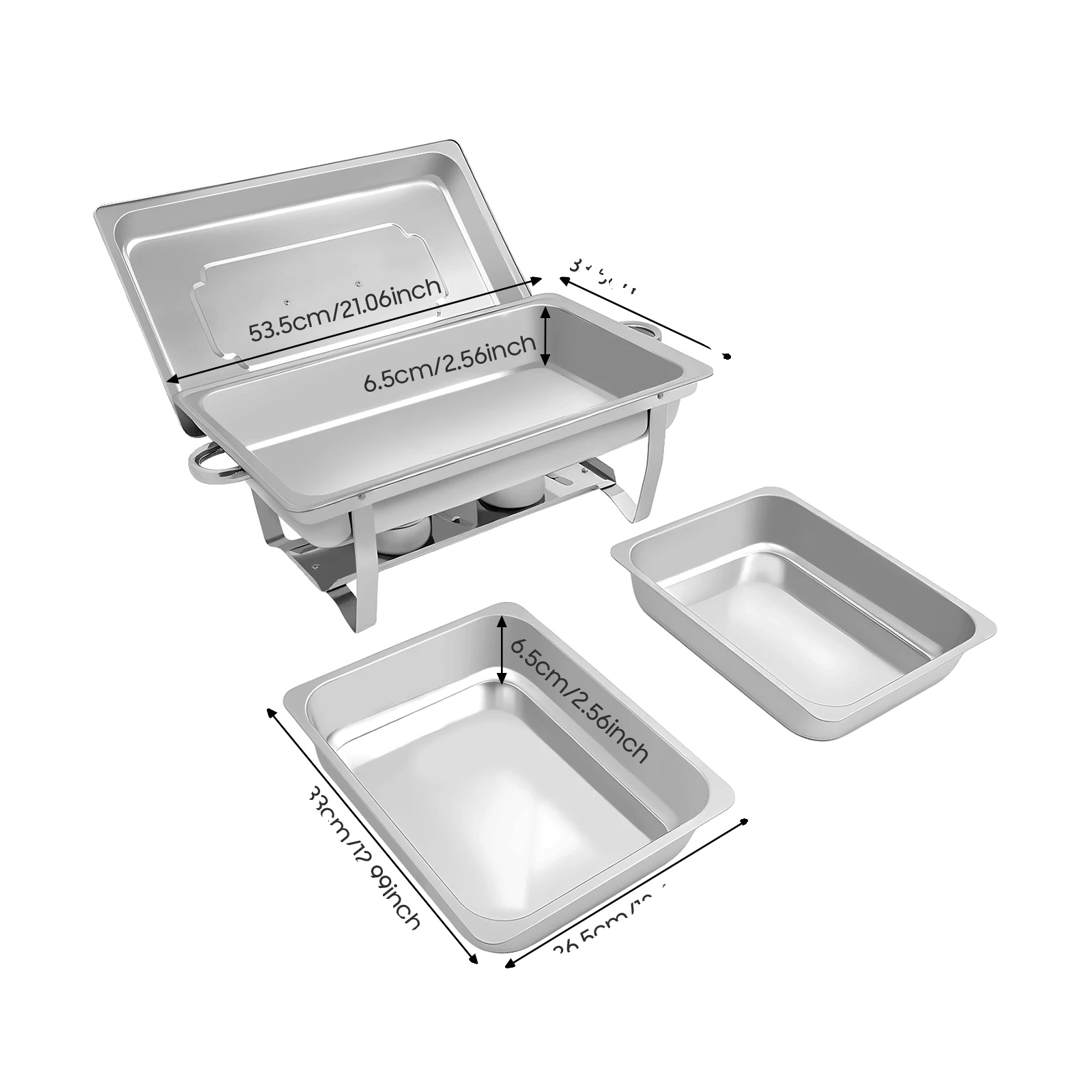 Chafing Dish Set, Edelstahl, Buffetwärmer, Silber