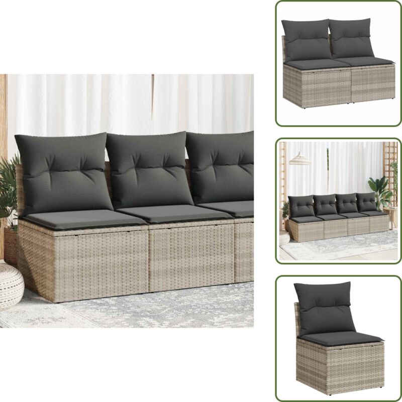 2-tlg. Garten-sofagarnitur Mit Kissen Hellgrau Poly Rattan - Garten Sofagarnitur - Garten Sofagarnituren - Outdoor Sofagarnitur - Sofagarnitur Terrasse