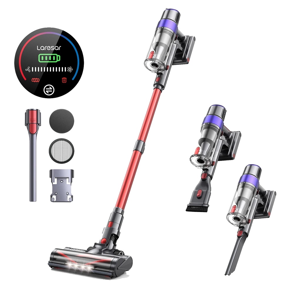 Kabelloser Staubsauger, 500w Bürstenloser Motor, 60 Minuten Laufzeit, Intelligenter Led-touchscreen & 7-lagige Hepa-filterung Für Zuhause, Eu Stecker