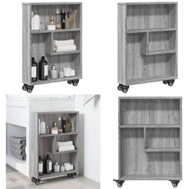 Vidaxl Aufbewahrungswagen Schmal Grau Sonoma 48x13x68 Cm Holzwerkstoff