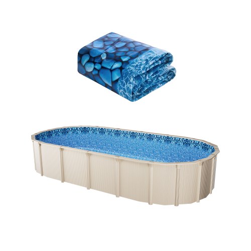Ovale Poolfolie, 914x457x147 Cm, Ersatzfolie, Innenhülle, Schwimmbadfolie, Vinyl-folie Im Überlappungsstil, Verschleißfest, Wasserspeichernd, Für Aufstellpools Mit 137 Cm Hohen Wänden