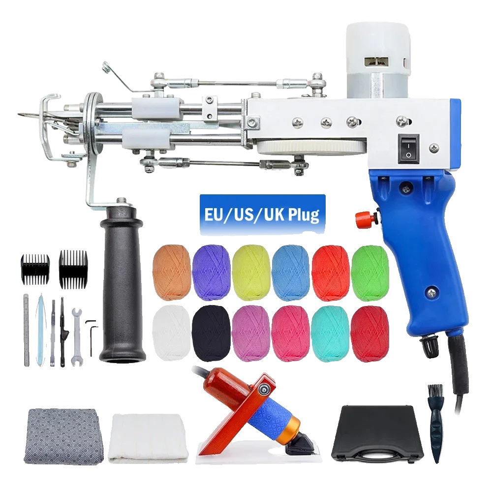 Tufting-pistole, Verstellbare Teppichhöhe 9-21 Mm, Hohe Geschwindigkeit 5-40 Stiche/sekunde, Blaues Set 2