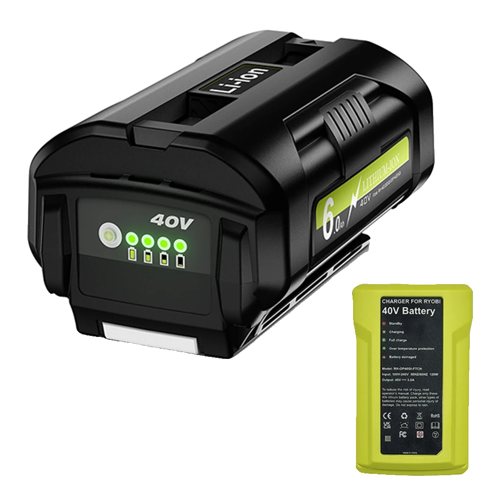 Lithium-batterie, 40v 6ah, Kompatibel Mit Ryobi, 1 Batterie 1 Ladegerät