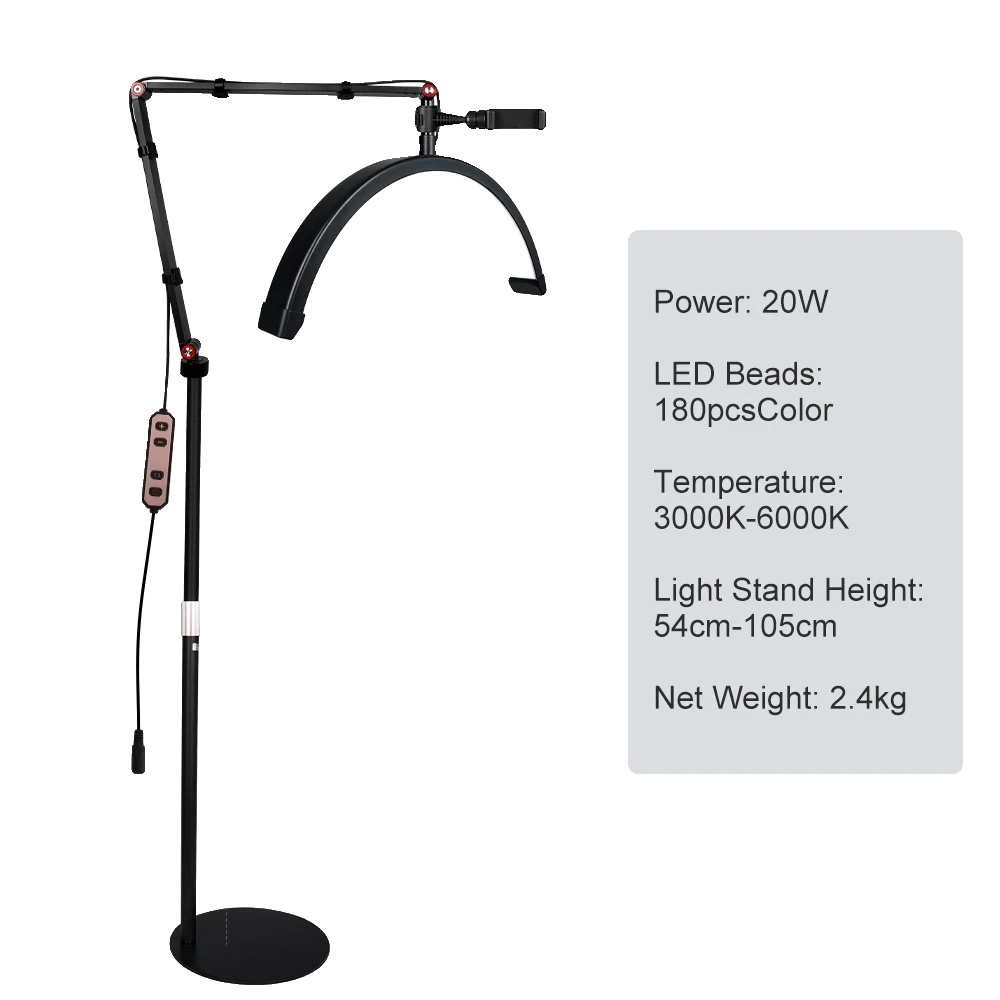 Led Halbmondlicht, Einstellbare Helligkeit, Mehrere Farbtemperaturen, 41.5cm Schwarz, Eu