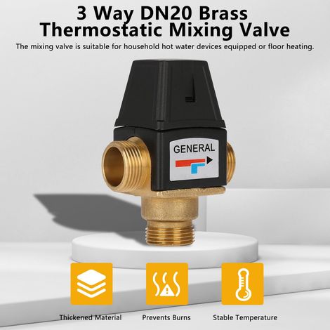Mitigeur Thermostatique, Vanne De Mélange D'Eau Thermostatique, 3 Voies, Thermostatic Mixing Valve Pour Chauffe-eau Solaire Ou Chauffage Par Le Sol