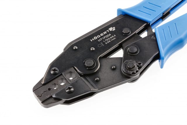Högert Technik Crimpzange De Koax - 1,72 - 8,1 Mm² - Mit De Zwangssperre Und De Druckeinstellung - Zange De Präzision Für Kabelschuhe Und Koaxialkabel - 230 Mm