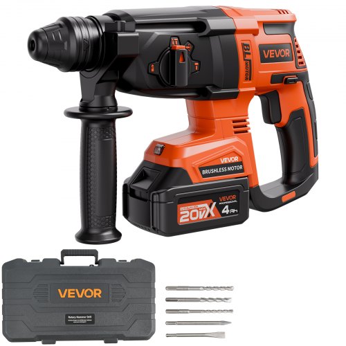 20 V Bürstenloser Akku-bohrhammer Kabellos, Lithium-ionen 26 Mm Bohrhammer, Sds-plus Elektro-leichtbausatz Mit Akku & Ladegerät & Tragekoffer, 4 Funktionen 1200 U/min 5300 Bpm