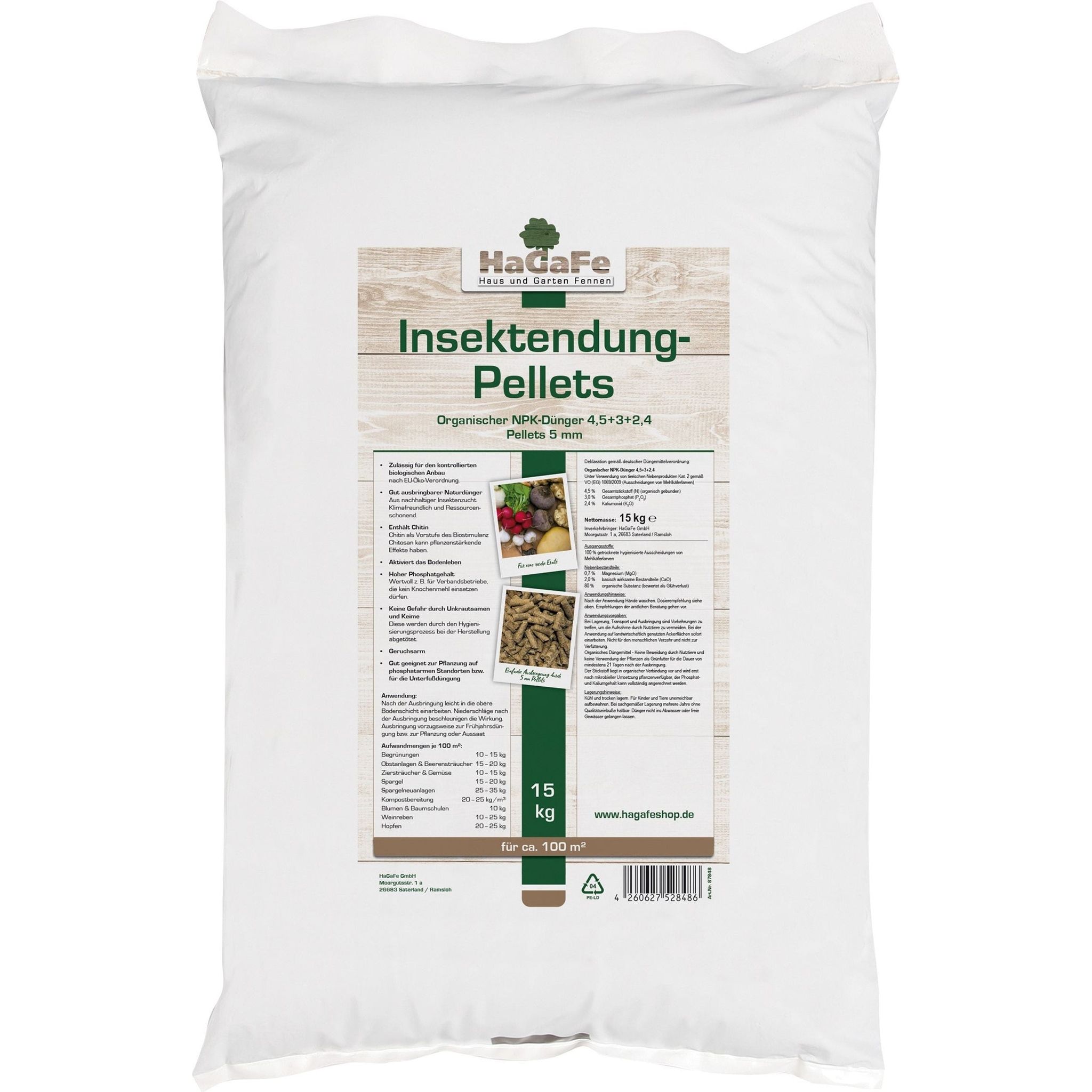 Hagafe Bio Insektendung Pellets Organischer Npk Dünger 15 Kg (1 X 15 Kg)