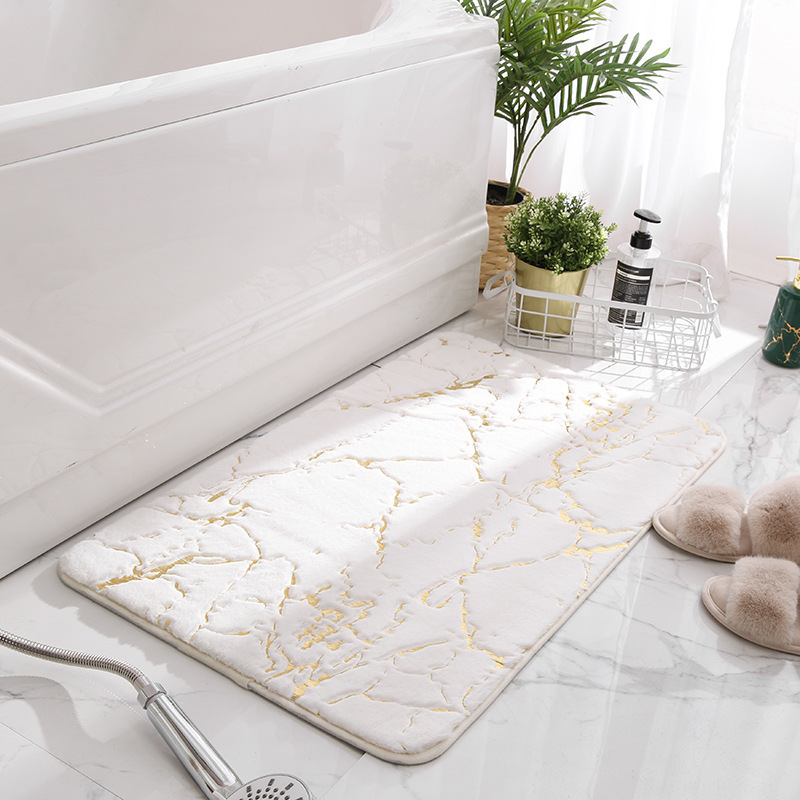 Saugstarker Und Rutschfester Badvorleger – Elegantes Goldenes Kaninchenmotiv – Maße 40 X 60 Cm – Farbe Reinweiß-lsw