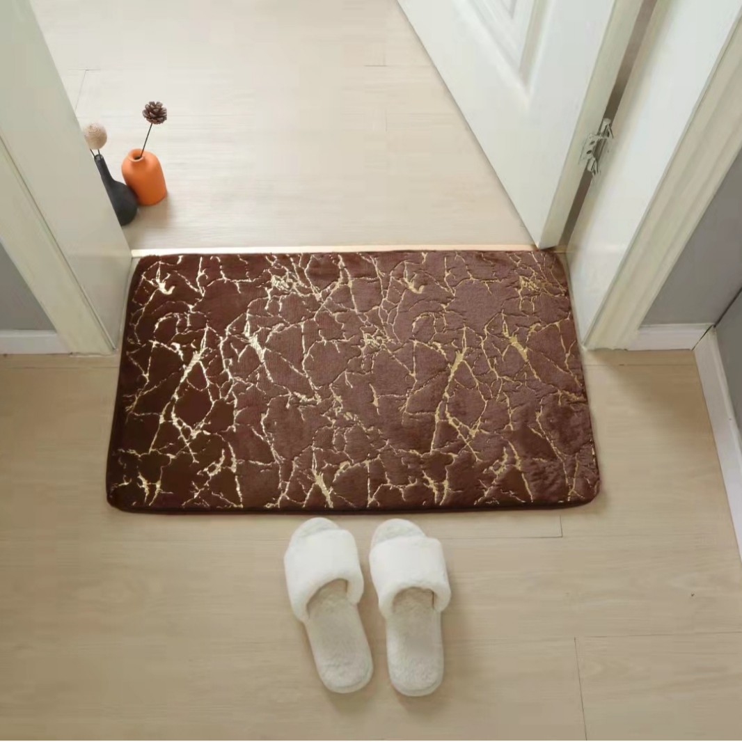 Rutschfester, Saugfähiger Badvorleger – Elegantes Goldenes Kaninchenmotiv, Modernes Design In Dunkelbraun (40 X 60 Cm)-lsw