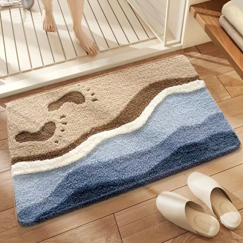 Rutschfester Und Waschbarer Badteppich Aus Lammfell-kunstfell – Bodenteppich Für Badezimmer, Schlafzimmer Oder Eingangsbereich (50 X 80 Cm, Sommermotiv)-lsw