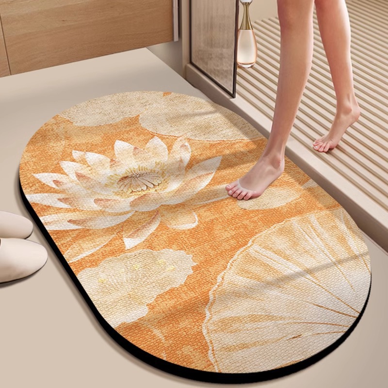Luxuriöser Badteppich Aus Kieselgur – Unregelmäßige Ovale Form, Schnelle Wasseraufnahme, Rutschfest Sowie Schmutz- Und Verschleißfest – 3d-design „mondschein Auf Dem Teich“ – 40 X 60 Cm-lsw