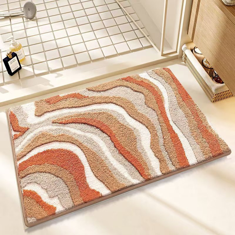 Rutschfeste Badematte 40 X 60 Cm – Aus Weichem Kunstfell, Sommerliches Strandmotiv, Maschinenwaschbar, Ideal Für Badezimmer Und Dusche-lsw