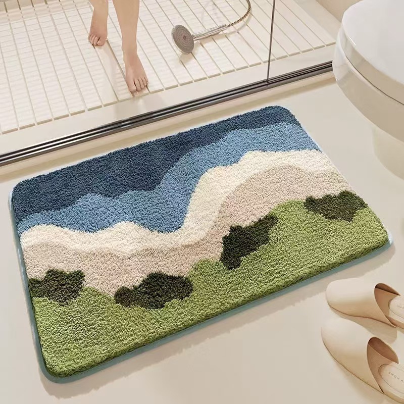 Rutschfester Und Saugfähiger Badematten – Waschbarer Eingangsmatte Aus Kunstfell-polarfleece, Ideal Für Badezimmer, Dusche Und Eingangsbereich (modell Sommerstrand, Sommerliches Muster, 40 X 60 Cm)-ls