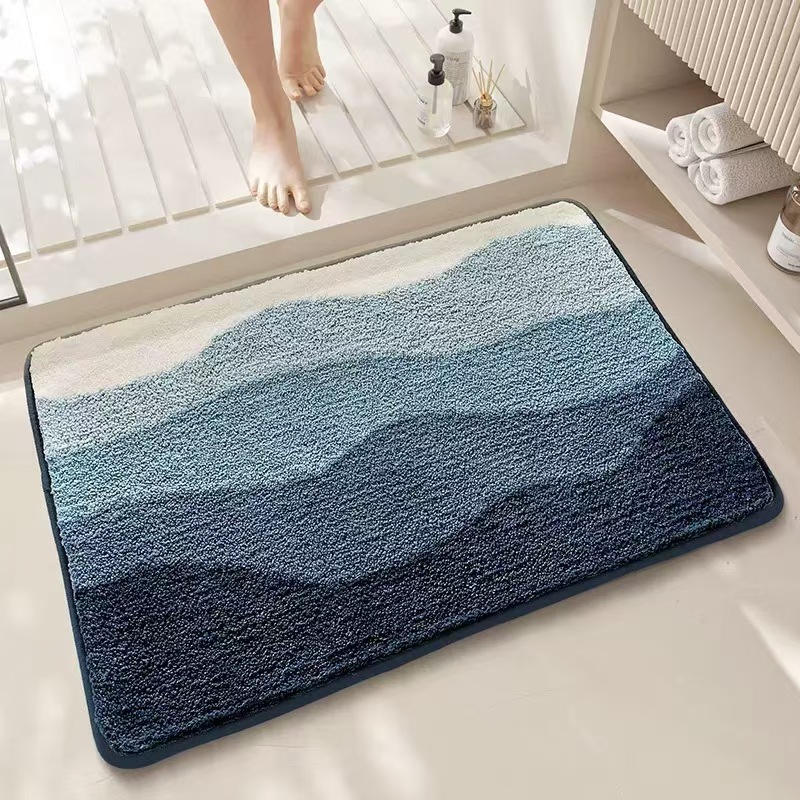 Rutschfester Und Saugfähiger Badteppich Für Das Badezimmer, Schmutzabweisender Und Maschinenwaschbarer Eingangsteppich, Weicher Kunstfell-teppich Aus Polarflausch – Modell Sommerstrand (50 X 80 Cm)-ls